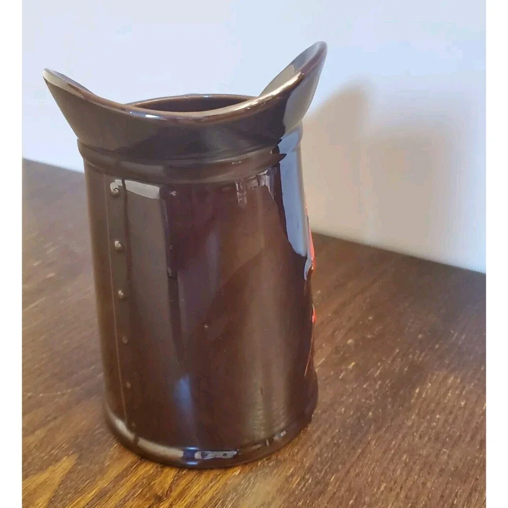 Vintage Ceramic Syrup Serving 2 Pitchers 🐓 Roosters Brown Glaze SET‎